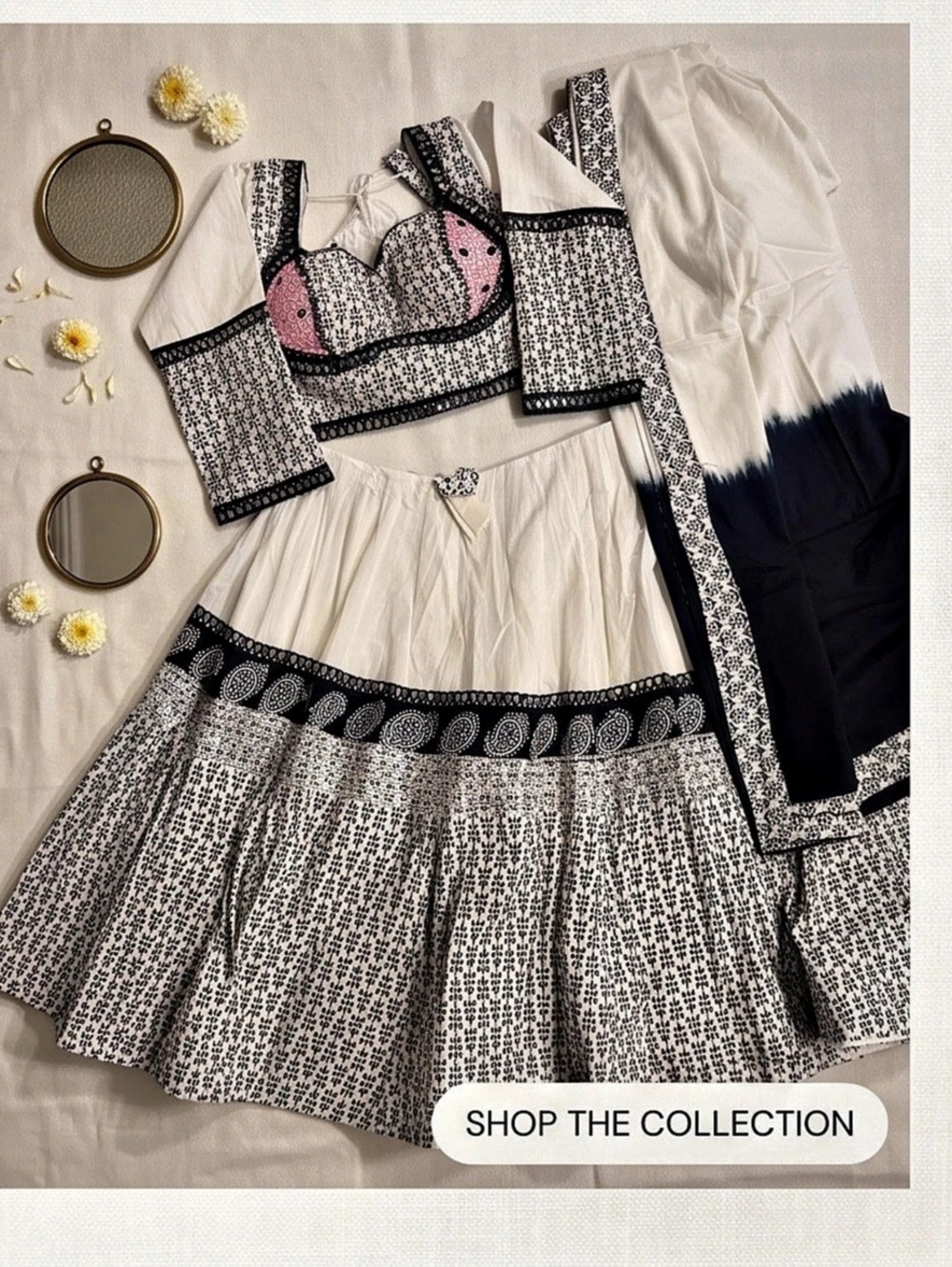 Black & White Printed Skirt Set
